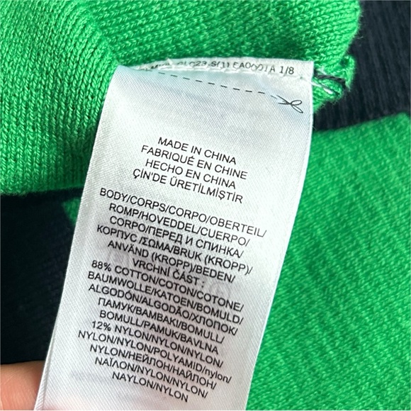 Ralph Lauren Green & Navy Boatneck Nautical Cotton Blend Striped Sweater W Small - Picture 4 of 7